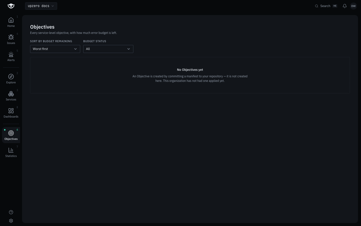 Objectives list, empty